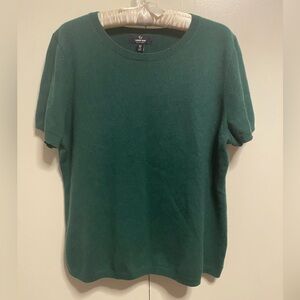 Lands’ End Short Sleeve Green Cashmere Sweater Size XL
